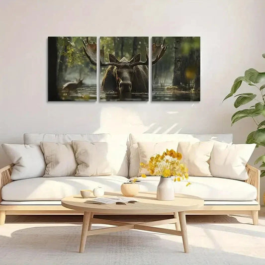 3pcs Style with Lush Greenery And Sunlit Forest Metal Print Ready to Hang Art