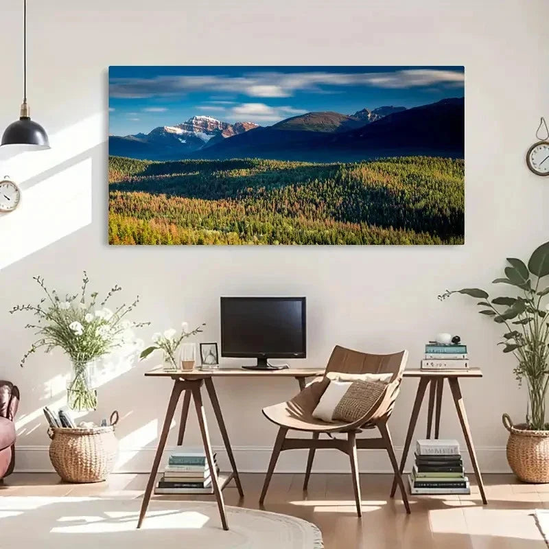 Canada Mountains Forests Scenic Wall Art Canvas Office Home Room Framed 120x60cm