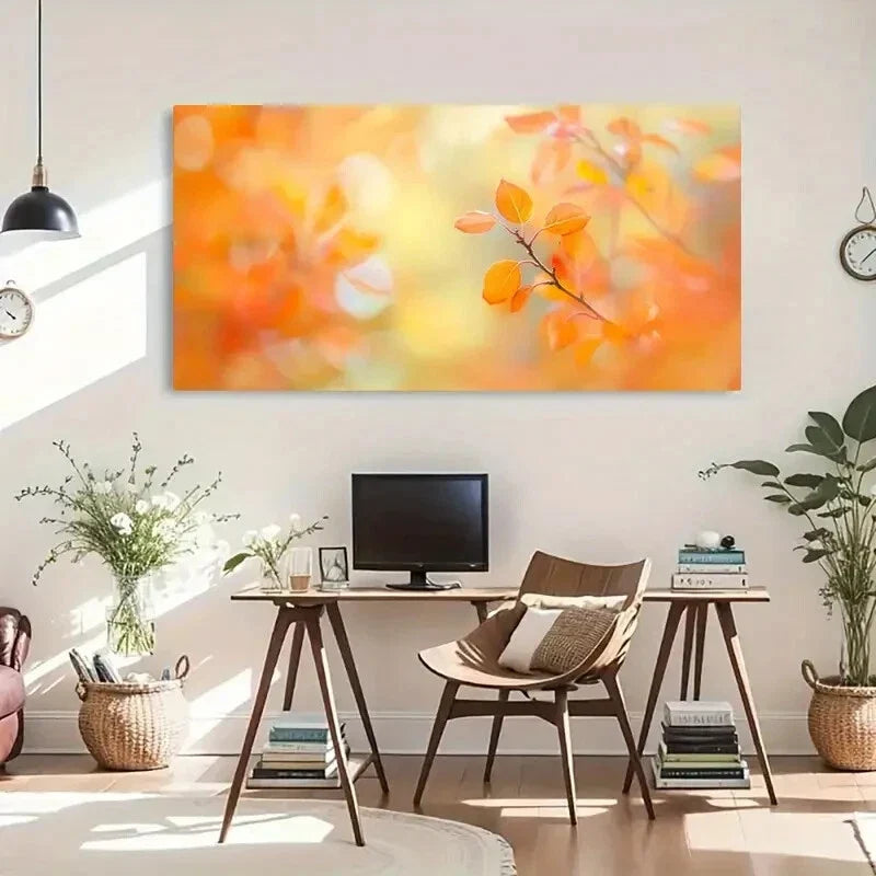 Vibrant Autumn Trees Blur Wall Art Canvas Office Home Room Framed 120x60cm