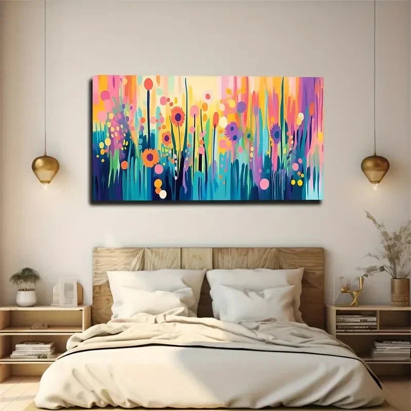 Gradient Strange Flowers Wall Art Canvas Office Home Room Framed 120x60cm