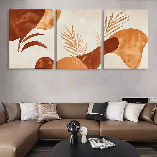 3pcs Modern Abstract Botanical Natural Perfect Wall Art Set Canvas Framed 40x60cm - High Quality Print 100% Australian Made Wall Canvas Ready to Hang