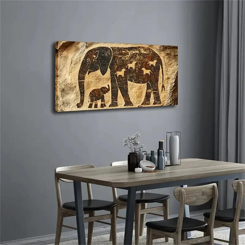 Modern Abstract Elephant Wall Art Canvas Office Home Room Framed 120x60cm