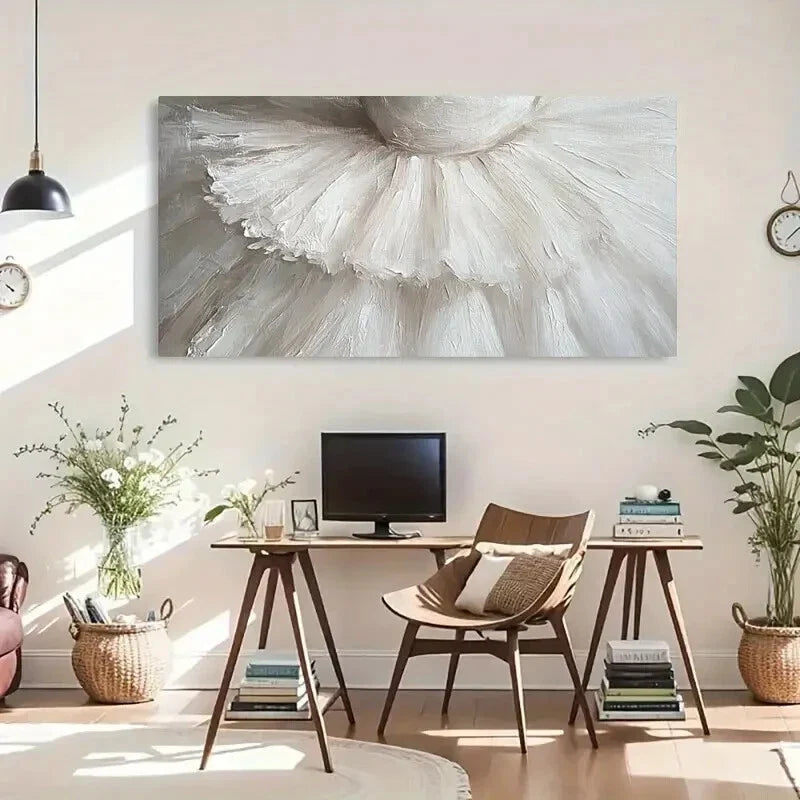 Elegant White Tutu Ballet Wall Art Canvas Office Home Room Framed 120x60cm