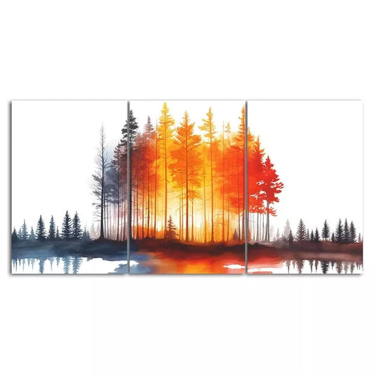 3pcs Abstract Forest Painting Style Artwork Canvas Framed 40x60cm - High Quality Print 100% Australian Made Wall Canvas Ready to Hang