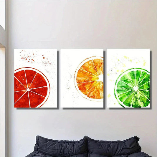 3pcs blood orange fashionable fruit Metal Print Ready to Hang Art