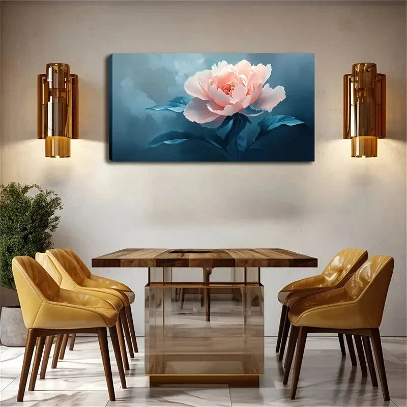 A Blooming Pink Peony Flower Wall Art Canvas Office Home Room Framed 120x60cm