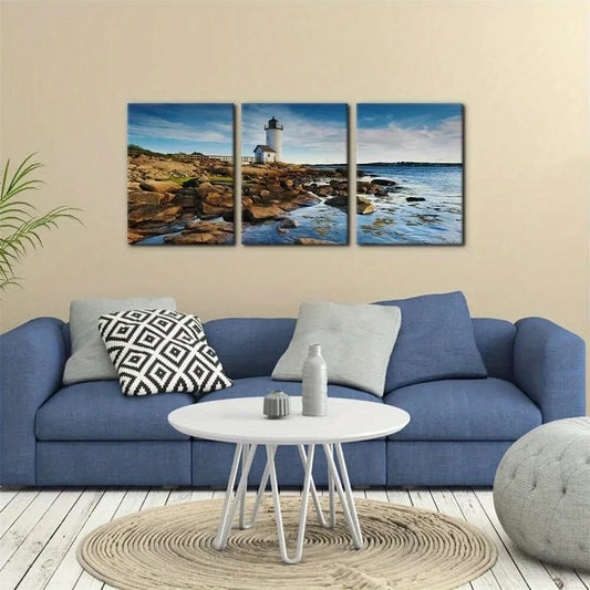 3pcs Lighthouse Massachusetts Modern Artwork Metal Print Ready to Hang Art
