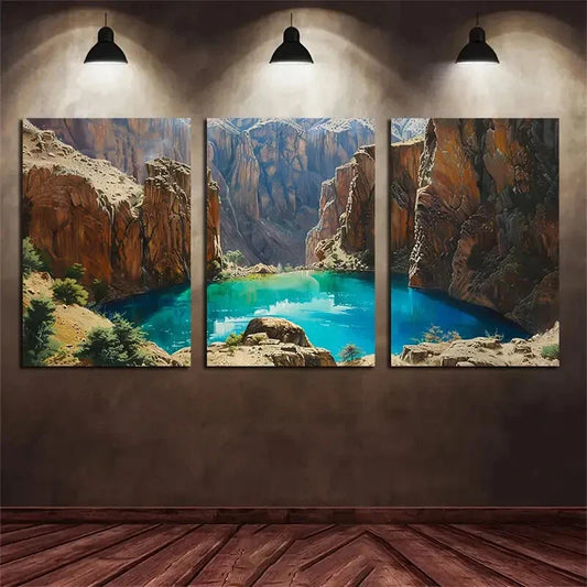 3pcs Scenic Canyon Landscape Mountain Metal Print Ready to Hang Art