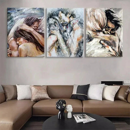 3pcs Romantic Love Embrace Soft Perfect Wall Art Set Canvas Framed 40x60cm - High Quality Print 100% Australian Made Wall Canvas Ready to Hang