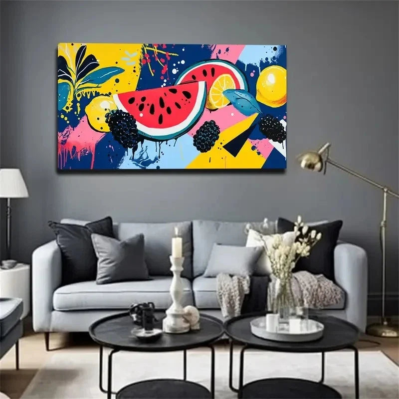 Blue Leaves & Plants Landscape Wall Art Canvas Office Home Room Framed 80x45cm