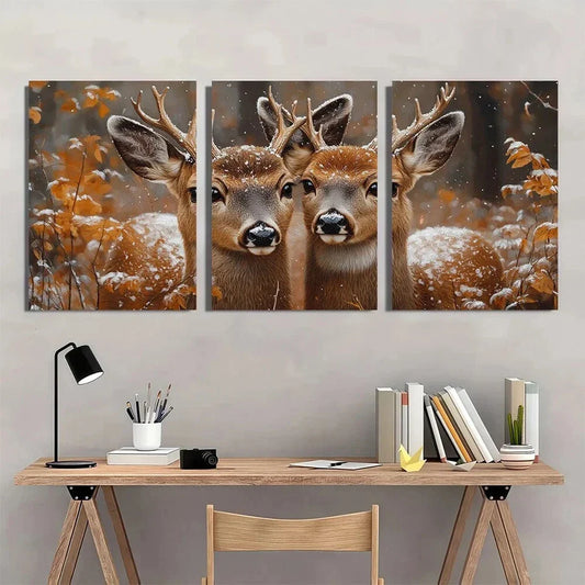 3pcs Country Deer Rustic Wildlife Animal Metal Print Ready to Hang Art