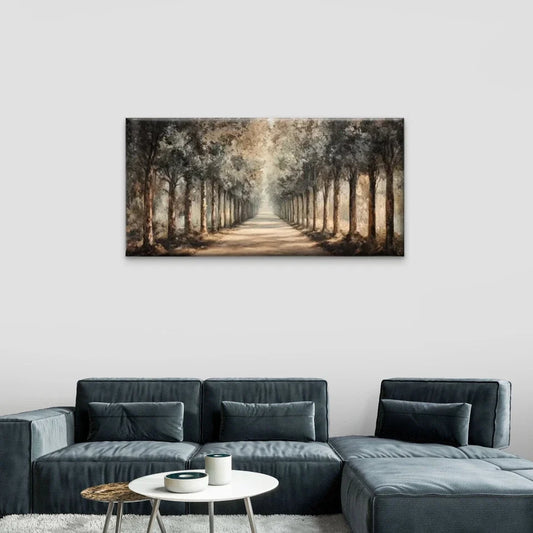 Forest Road Way Trees Wall Art Canvas Office Home Room Framed 80x45cm