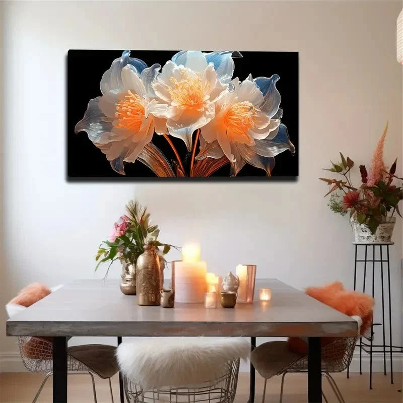 Ball Of Crystal Clear Flowers Wall Art Canvas Office Home Room Framed 80x45cm