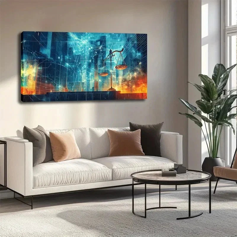 Technology & Law Fusion Theme Wall Art Canvas Office Home Room Framed 120x60cm
