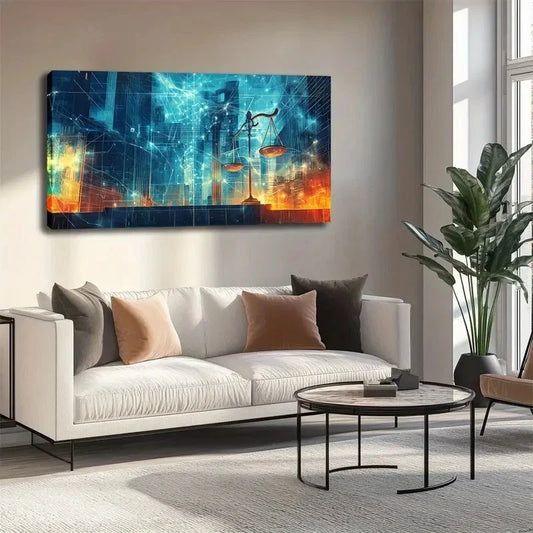 Technology & Law Fusion Theme Wall Art Canvas Office Home Room Framed 120x60cm