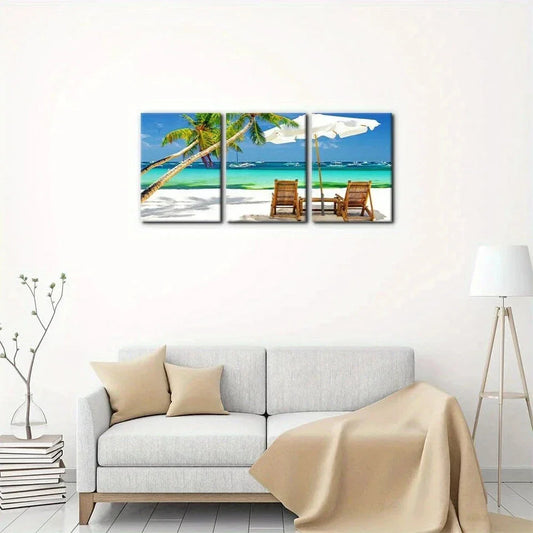 3pcs Tropical Vacation on Beach Nature Metal Print Ready to Hang Art