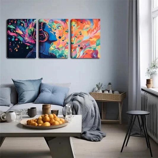 3pcs Warm Orange-Pink Notes Wall Art Set Canvas Framed 40x60cm - High Quality Print 100% Australian Made Wall Canvas Ready to Hang