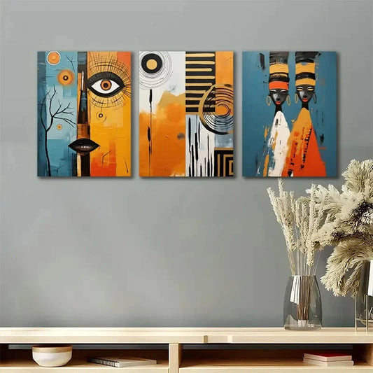 3pcs Black Woman Modern African American Metal Print Ready to Hang Art