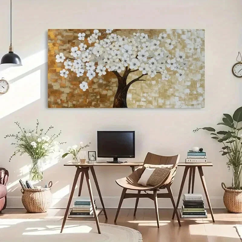 Minimalist Bohemian Deco Floral Wall Art Canvas Office Home Room Framed 80x45cm