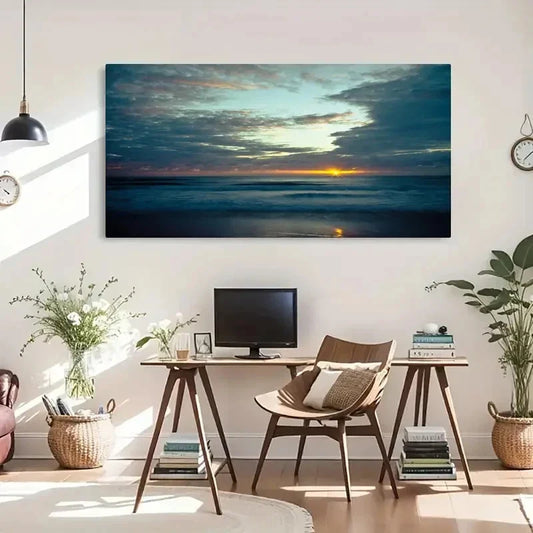 Sunrise Serene Ocean Décor Wall Art Canvas Office Home Room Framed 120x60cm
