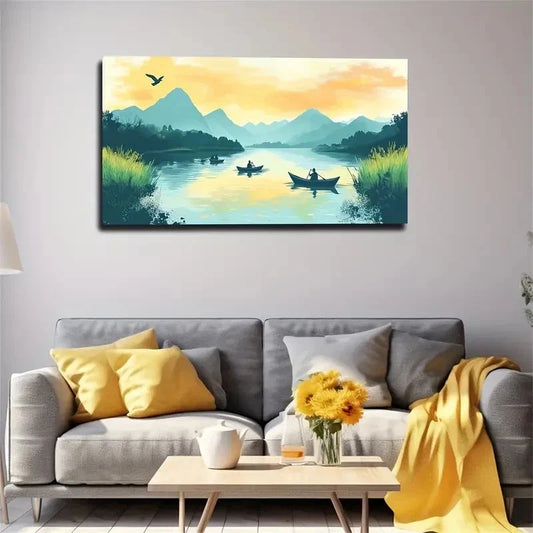 Serene Reed Landscape Wall Art canvas office home room framed 120x60cm