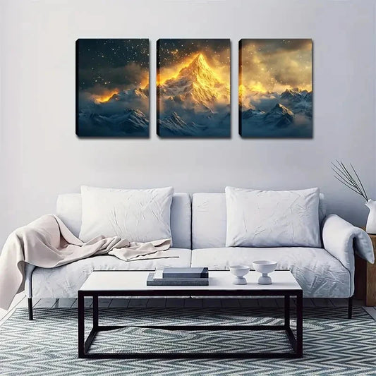 3pcs Clouds Pierced By Golden Light Wall Art Set Canvas Framed 40x60cm - High Quality Print 100% Australian Made Wall Canvas Ready to Hang