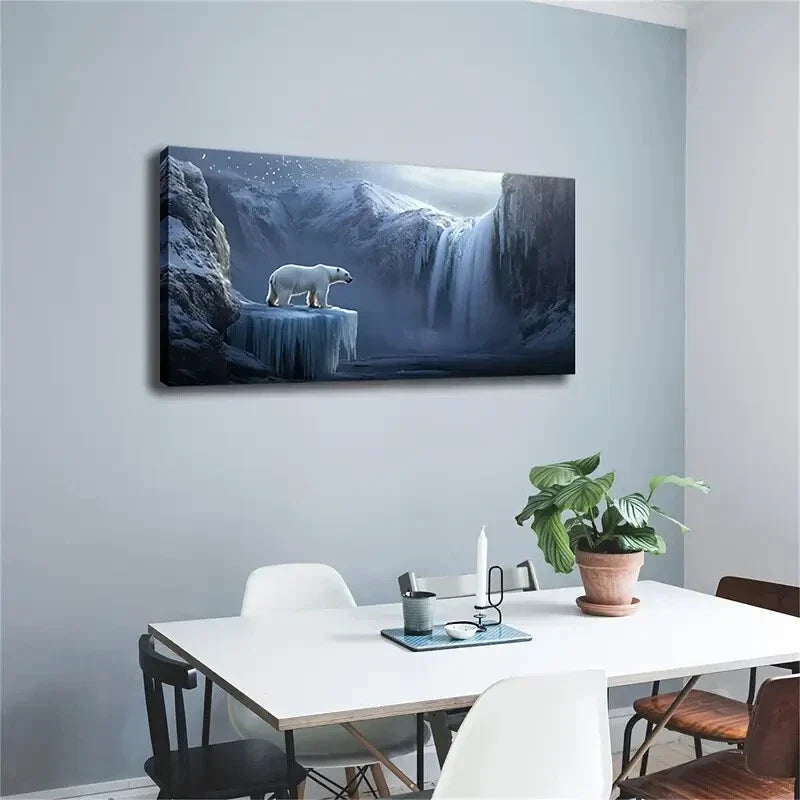 Bear Standing Icy Formations Wall Art Canvas Office Home Room Framed 120x60cm