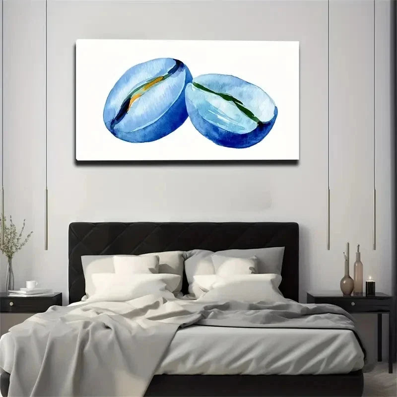 Blue & Yellow Abstract Wall Art Canvas Office Home Room Framed 80x45cm