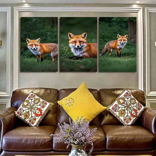 3pcs Vibrant Wildlife Modern Classic Fox Metal Print Ready to Hang Art