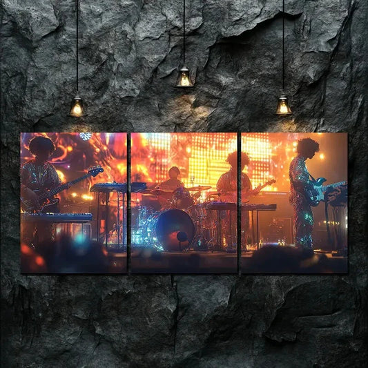 3pcs Music Colorful Singer Light Rock Perfect Wall Art Set Canvas Framed 40x60cm - High Quality Print 100% Australian Made Wall Canvas Ready to Hang