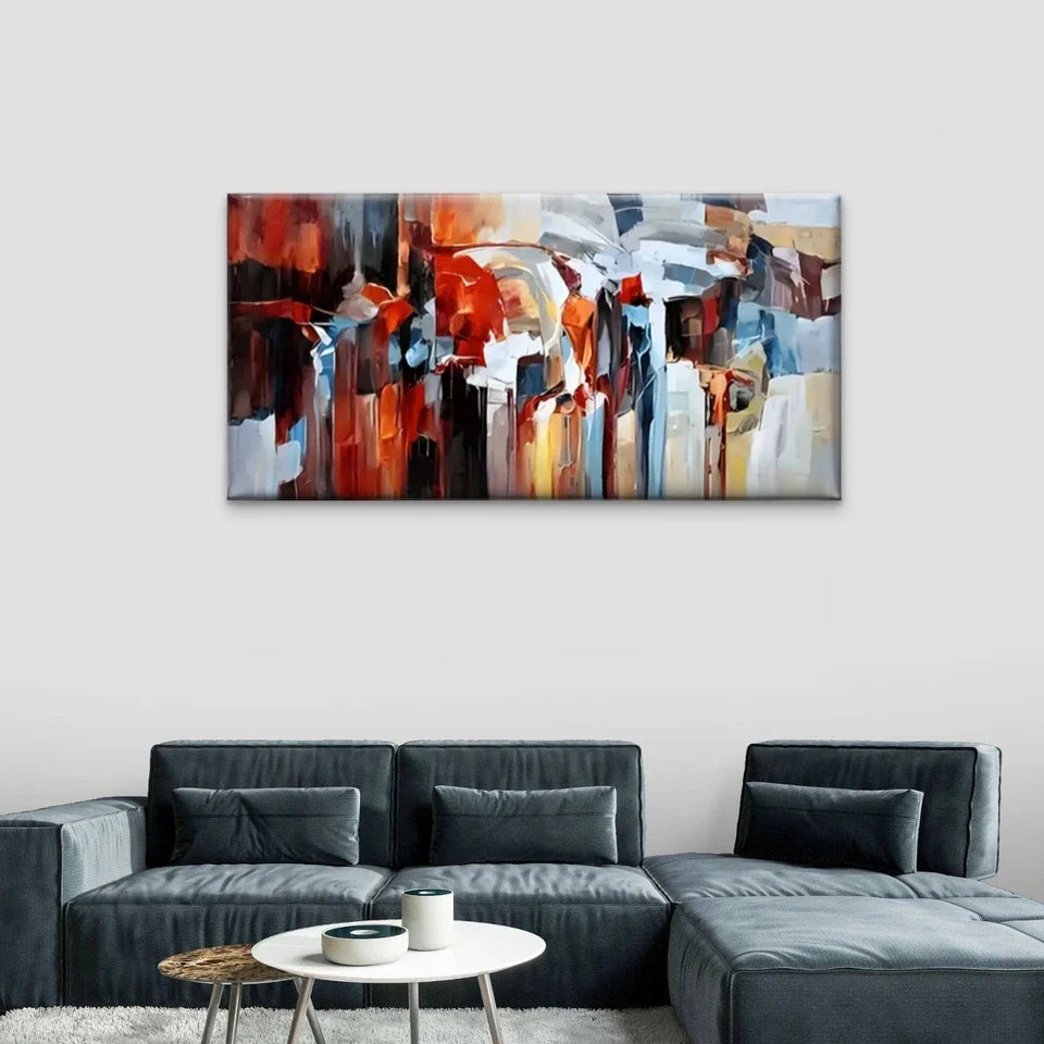 Modern Abstract Urban Wall Art Canvas Office Home Room Framed 80x45cm