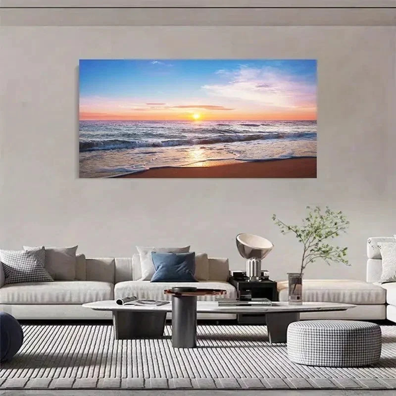 Modern Landscape Deco Beach Wall Art Canvas Office Home Room Framed 120x60cm