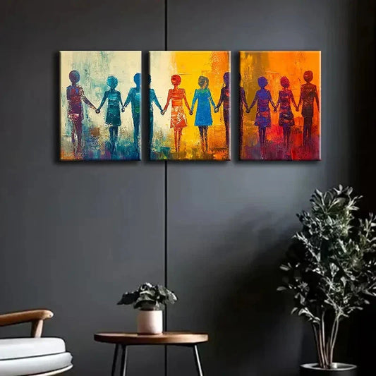 3pcs Colorful Abstract People Light Perfect Wall Art Set Canvas Framed 40x60cm - High Quality Print 100% Australian Made Wall Canvas Ready to Hang