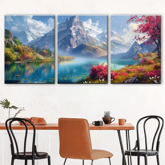 3pcs Mountain Scenery Printing Metal Print Ready to Hang Art