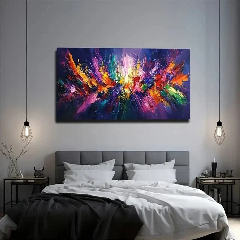 Thick And Radiating Brushstrok Wall Art Canvas Office Home Room Framed 120x60cm