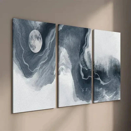 3pcs Abstract Watercolor Moon Style Wall Art Set Canvas Framed 40x60cm - High Quality Print 100% Australian Made Wall Canvas Ready to Hang