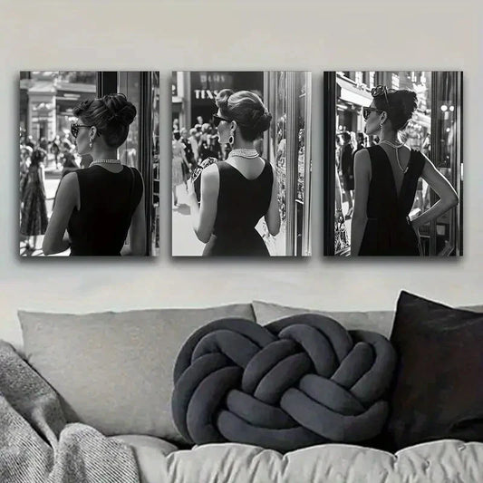 3pcs Very fashionable girl Art Painting Metal Print Ready to Hang Art