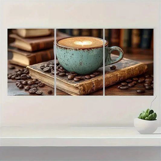 3pcs Religion Faith Coffee Painting Metal Print Ready to Hang Art