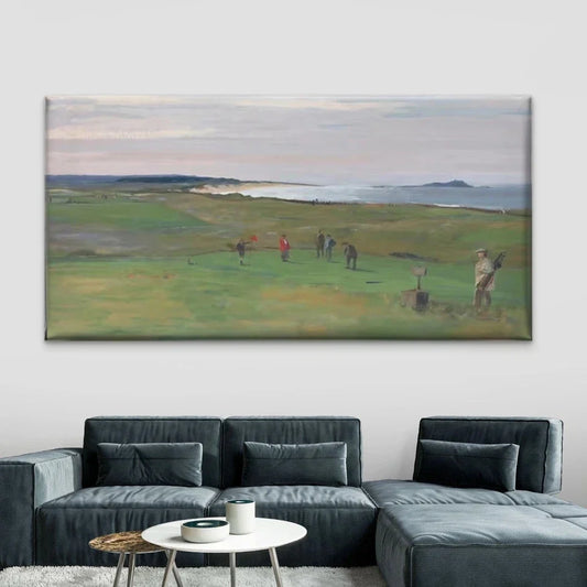 Coastal Golf Course Landscape Wall Art Canvas Office Home Room Framed 80x45cm