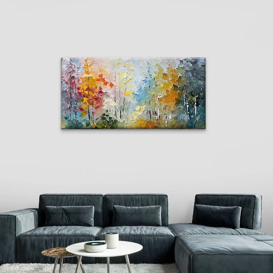 Colorful Forest Abstract Wall Art Canvas Office Home Room Framed 80x45cm