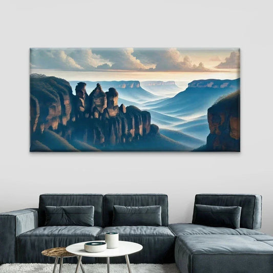 Mountain Landscape Wall Art Canvas Office Home Room Framed 80x45cm