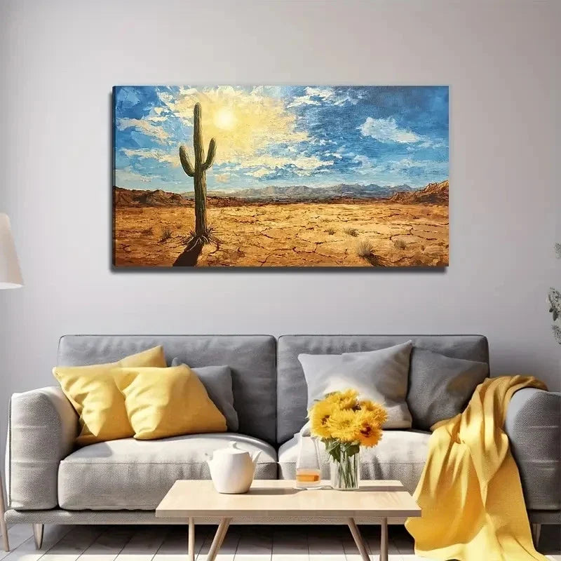 Aesthetic Decoration Cactus Wall Art Canvas Office Home Room Framed 80x45cm