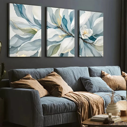 3pcs Modern Artistic Abstract Floral Landscape Wall Art Set Canvas Framed 40x60cm - High Quality Print 100% Australian Made Wall Canvas Ready to Hang