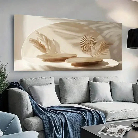 Wooden Elements & Soft Lighting Wall Art Canvas Office Home Room Framed 120x60cm