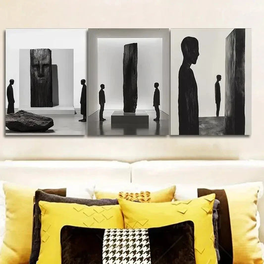 3pcs Abstract Exhibition Hall Design Metal Print Ready to Hang Art