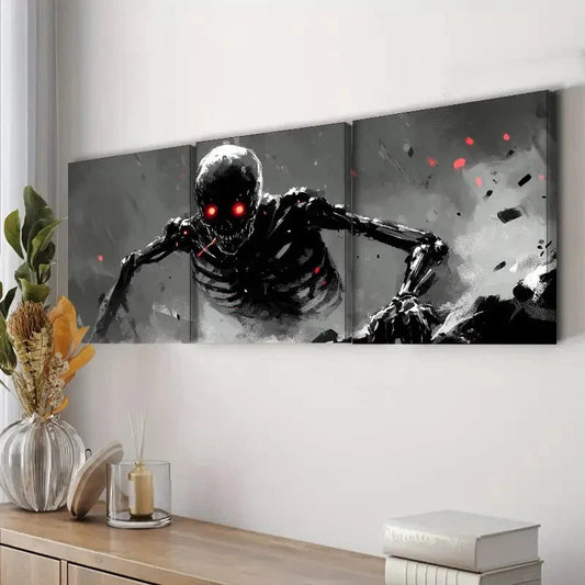 3pcs Hell Monster Darkness Danger Fear Wall Perfect Wall Art Set Canvas Framed 40x60cm - High Quality Print 100% Australian Made Wall Canvas Ready to Hang
