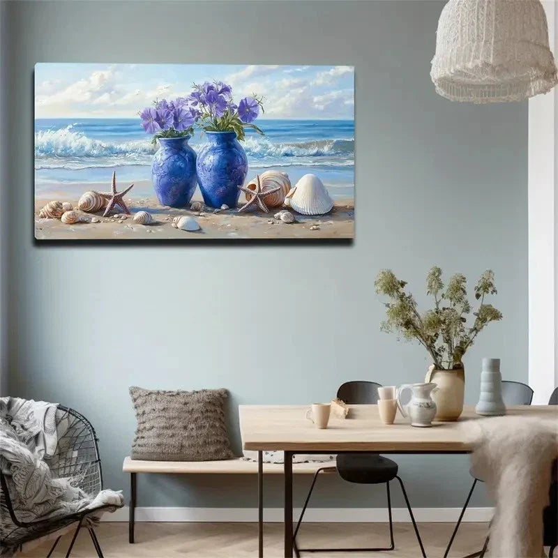 Painting Shows The Seaside Wall Art canvas office home room framed 120x60cm