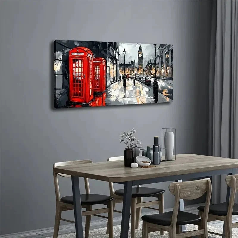 Black And White Street Scene Wall Art Canvas Office Home Room Framed 120x60cm