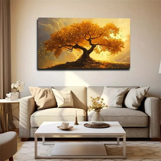 Golden Sunlit Clouds & Warm Wall Art canvas office home room framed 120x60cm