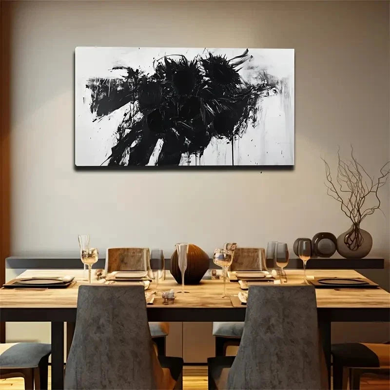 Black And White Graffiti Wall Art Canvas Office Home Room Framed 120x60cm